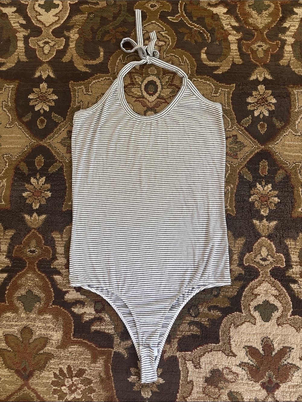 G Label By Goop Black White Striped Johnson Halterneck Bodysuit - Picture 2 of 5